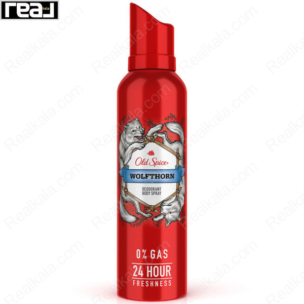 اسپری دئودورانت بدن Old Spice Wolfthorn مدل No Gas با ماندگاری 24 ساعته و رایحه میوه‌ای مردانه