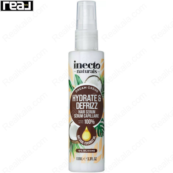 سرم مو نارگیل اینکتو ضد موخوره و مرطوب کننده Inecto Hydrate & Defrizz Hair Serum Capillaire Coconut