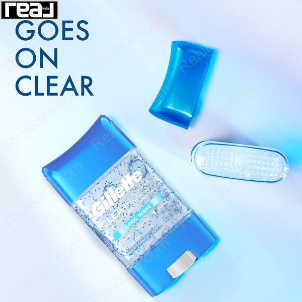 بسته‌بندی ژل ضدتعریق شفاف ژیلت Clear Boost Cool Wave با فرمول شفاف و بدون لکه