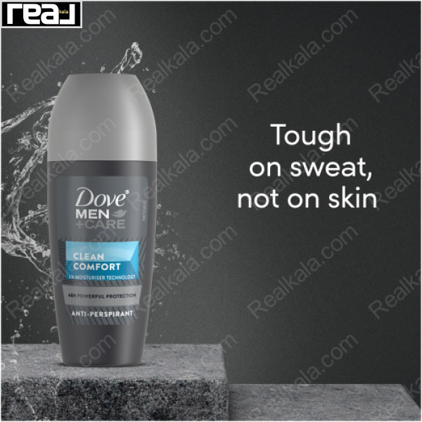 بنر تبلیغاتی مام رول ضدتعریق داو Men+Care Clean Comfort با پیام ملایمت برای پوست همراه با محافظت قوی