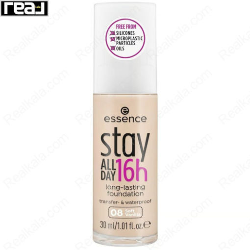 کرم پودر 16 ساعته اسنس شماره 08 Essence Stay All Day 16h Long Lasting Foundation Soft Vanilla