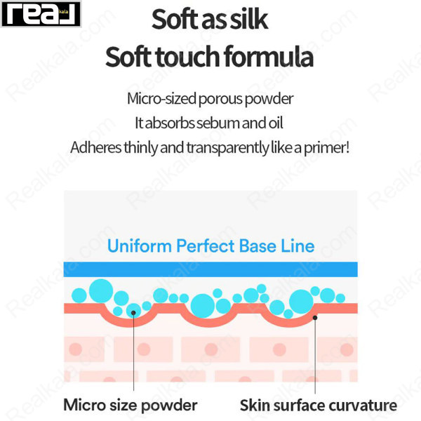 اینفوگرافیک TOCOBO با متن فرمول بافت نرم و نمودار لایه پوست و ذرات پودر