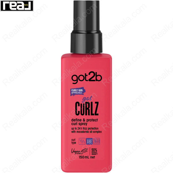 اسپری فر کننده و آبرسان مو گات تو بی Got2b Got Curlz Define & Protect Curl Spray 150ml