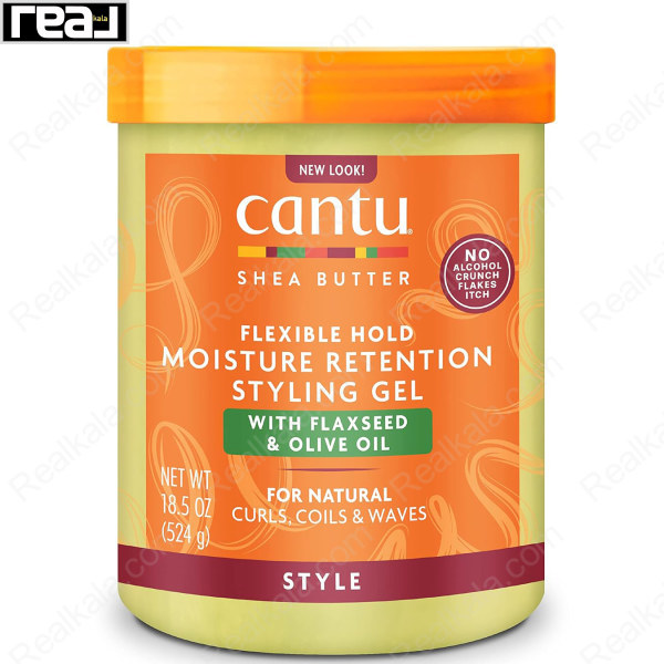 ژل مو حالت دهنده و مرطوب کننده کانتو حاوی دانه کتان و روغن زیتون Cantu Shea Butter Flexible Hold Moisture Retention Styling Gel