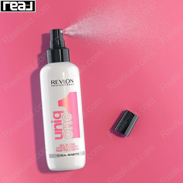 اسپری مو درمانی و ده کاره یونیک وان رولون عصاره گل نیلوفر آبی Revlon Uniq One All In One Lotus Flower Hair Treatment 150ml