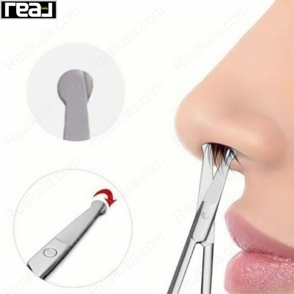 استفاده از قیچی اصلاح موی بینی زد وان مدل Z‑204 با نوک گرد ایمن برای اصلاح دقیق