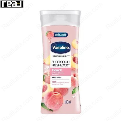 لوسیون بدن وازلین سوپر فود حاوی عصاره هلو Vaseline Superfood Freshlock Peach 100ml