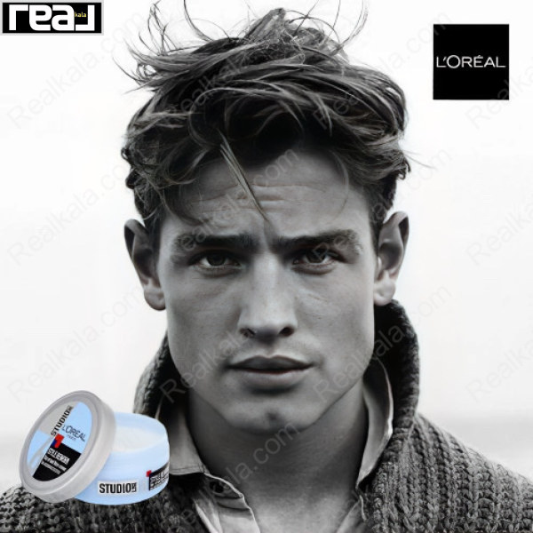 تصویر تبلیغاتی کرم حالت‌ دهنده مو لورال Studio Line با مدل مو بهم ریخته