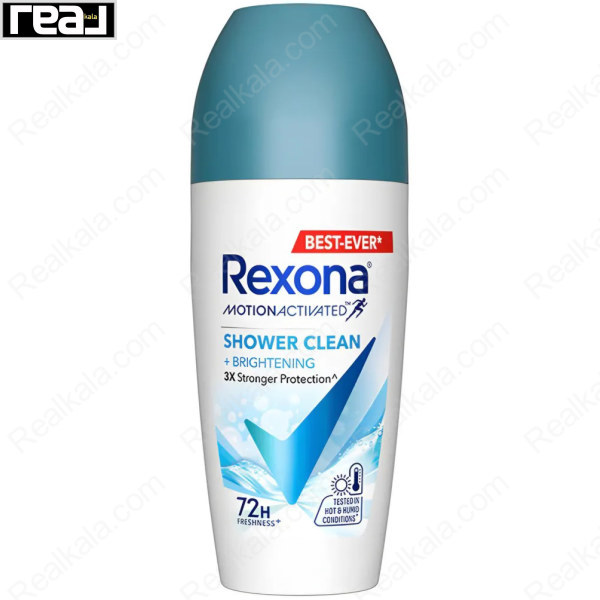 مام رول رکسونا زنانه شاور کلین + برایتنینگ 72 ساعته Rexona Roll On Shower Clean + Brightening