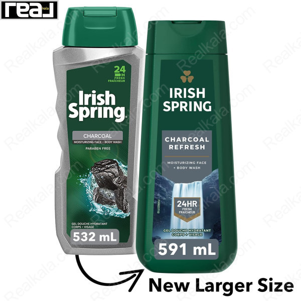 شامپو بدن آیریش اسپرینگ مدل چارکوال رفرش Irish Spring Charcoal Refresh Body Wash 591ml