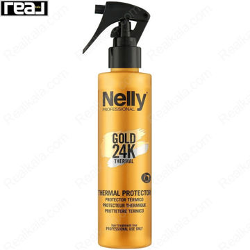 اسپری محافظ حرارتی مو Nelly Professional Gold 24K Thermal، مناسب محافظت از مو در برابر حرارت سشوار و اتو مو، کمک به جلوگیری از آسیب و خشکی مو