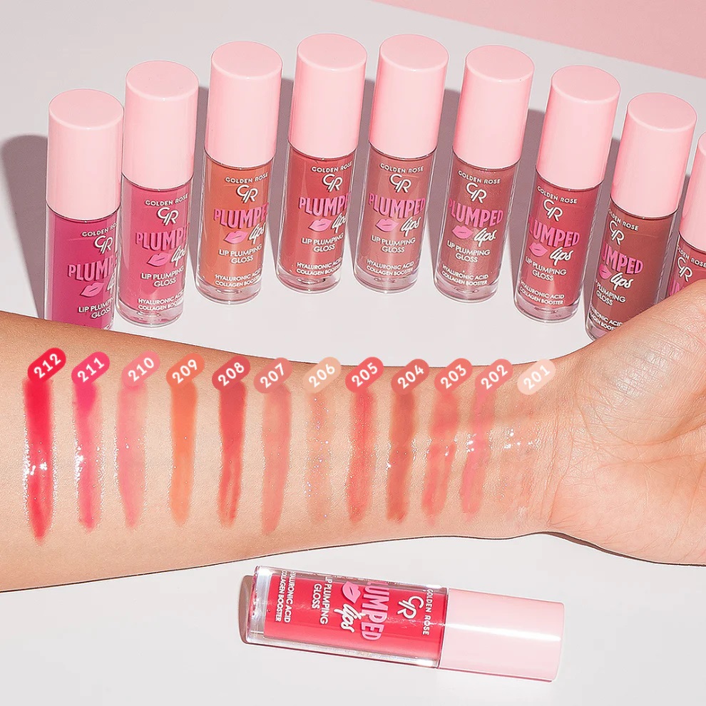 سواچ رنگ شید 210 لیپ گلاس گلدن رز روی دست