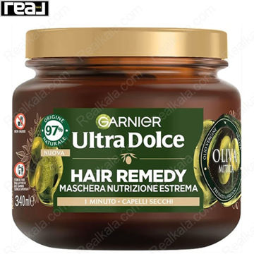 ماسک مو گارنیر Ultra Dolce تغذیه و نرم کننده موهای خشک با Oliva Mitica و Olive Oil Extract