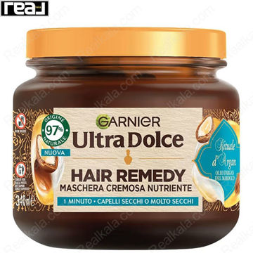 ماسک مو گارنیر Ultra Dolce تغذیه و نرم کننده موهای خشک با Moroccan Argan Oil