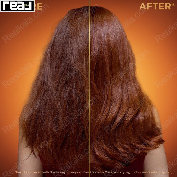 مقایسه موهای خشک و وزدار قبل و بعد از استفاده از شامپو عسل