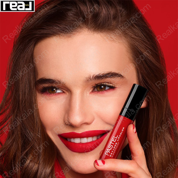 رژ لب Kissproof شماره 50 Pastel با رنگ قرمز پر رنگ و بافت سبک