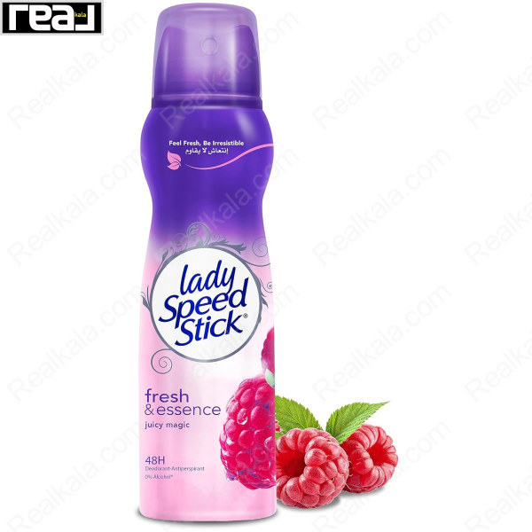 اسپری ضدتعریق زنانه لیدی اسپید استیک Fresh & Essence Juicy Magic با رایحه تمشک و محافظت 48 ساعته