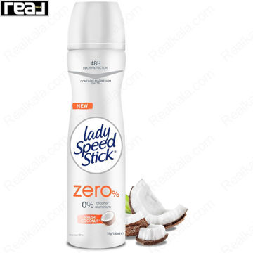 اسپری دئودورانت زنانه لیدی اسپید استیک Zero% Fresh Coconut با محافظت 48 ساعته و فرمول بدون آلومینیوم