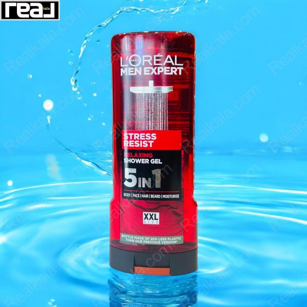 ژل دوش مردانه 5 در 1 لورال مدل استرس رزیست Loreal Stress Resist Relaxing Shower Gel 400ml