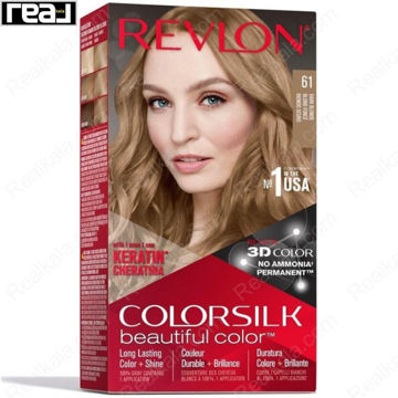 رنگ مو Revlon Colorsilk Beautiful Color شماره 61 با فرمول بدون آمونیاک، حاوی کراتین و تکنولوژی 3D Color برای ایجاد رنگ بلوند تیره با درخشندگی طبیعی و ماندگاری بالا