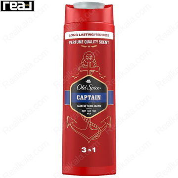 شاور ژل و شامپو و فیس واش Old Spice Captain مدل 3in1 برای مو صورت و بدن