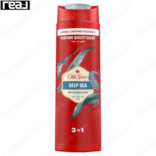 بطری شامپو بدن Old Spice Deep Sea مدل 3 در 1 با رایحه Sea Breeze مناسب شستشوی مو صورت و بدن