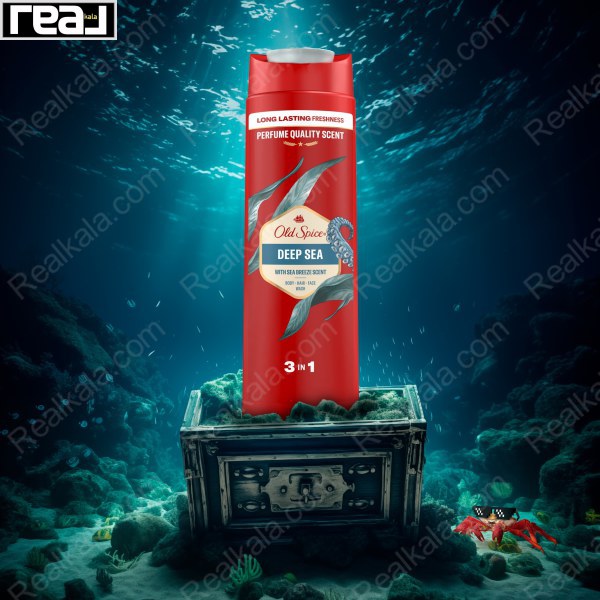 ژل دوش 3 در 1 الد اسپایس مناسب سر و صورت و بدن مدل دیپ سی Old Spice Deep Sea 3IN1 400ml