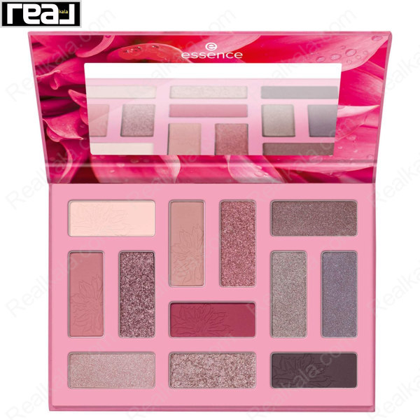 نمای داخل پالت سایه Essence Out In The Wild شامل 12 رنگ متنوع مات و شاین با بافت نرم و پیگمنت بالا