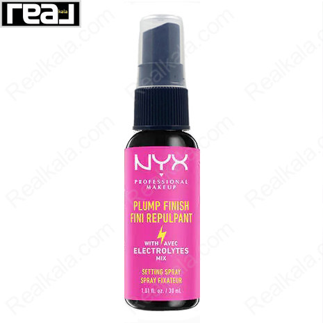 بطری صورتی اسپری فیکس آرایش نیکس مدل Plump Finish حاوی الکترولیت حجم 30 میل