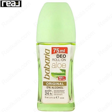 رول ضدتعریق Babaria Aloe Original با عصاره آلوئه‌ورا، بدون الکل و محافظت 24 ساعته مناسب استفاده روزانه 75 میلی‌لیتر