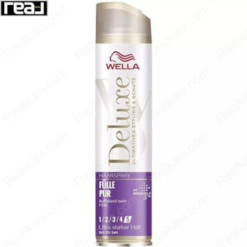 اسپری نگهدارنده و پر کننده مو فوق العاده قوی ولا (دلوکس) Wella Deluxe Pure Fulness Hair Spray 250ml