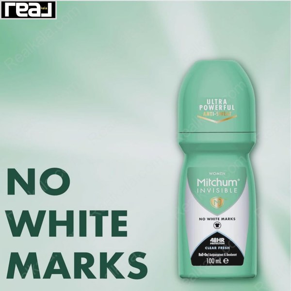 مام رول ضد تعریق زنانه میچام مدل کلیر فرش Mitchum Clear Fresh Deodorant Roll On 100ml