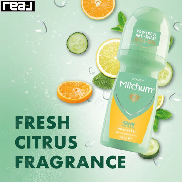 مام رول ضد تعریق زنانه میچام مدل پیور فرش Mitchum Pure Fresh Deodorant Roll On 100ml