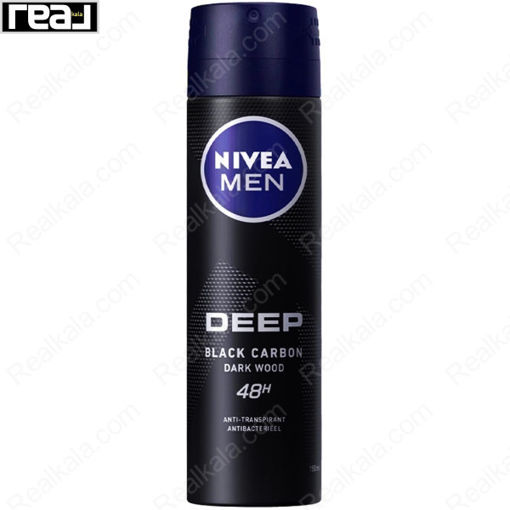 اسپری مردانه نیوا مدل دیپ بلک کربن دارک وود Nivea Deep Black Carbon Dark Wood Spray 48h 150ml
