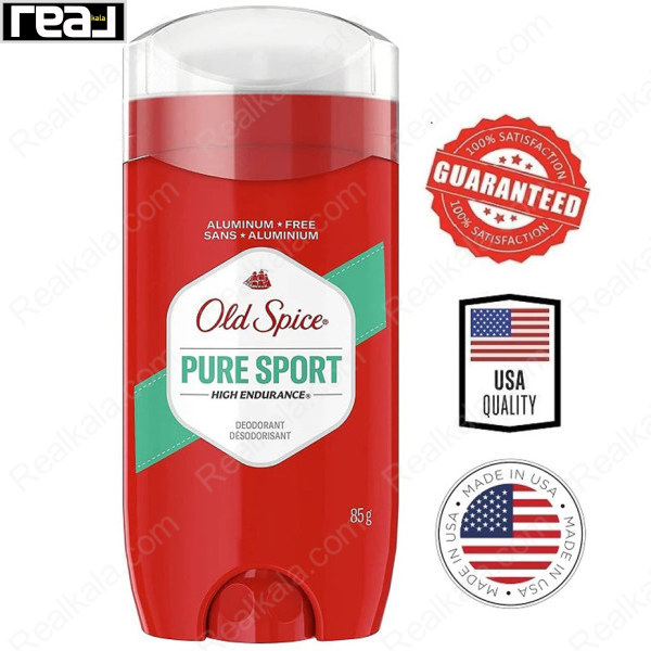 دئودورانت استیکی Old Spice Pure Sport بدون آلومینیوم با کیفیت ساخت آمریکا و محافظت مؤثر در برابر بوی بدن