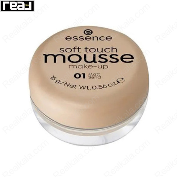 موس Essence Soft Touch Mousse Make-Up شماره 01 Matt Sand با جلوه مات و بافت سبک مخملی