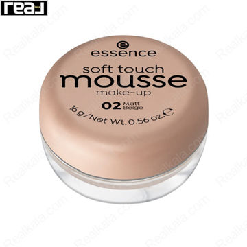 کرم پودر موس Essence Soft Touch Mousse Make-Up شماره 02 Matt Beige با جلوه مات و بافت مخملی برای آرایش طبیعی پوست