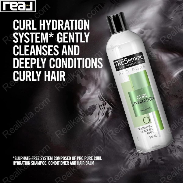 شامپو بدون سولفات ترزمه آبرسان موهای فر TRESemmé Pro Pure Shampoo Curl Hydration 380ml