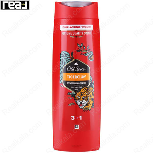 ژل دوش 3 در 1 (شامپو) الد اسپایس مناسب سر و صورت و بدن مدل تایگر کلاو Old Spice Tigerclaw 3IN1 400ml