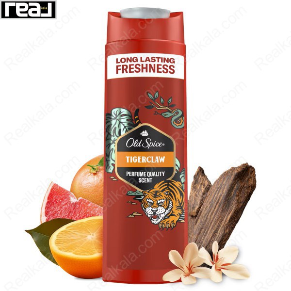 معرفی رایحه مرکباتی و چوبی شامپو بدن Old Spice Tigerclaw با نت پرتقال خونی و چوب