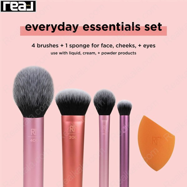 ست براش آرایشی ریل تکنیک 5 تکه پد دار کد 01786 Real Techniques Everyday Essentials
