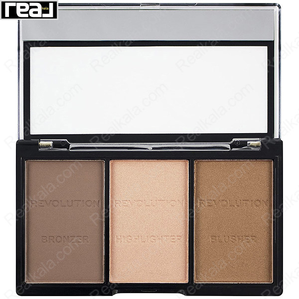کیت (پالت) برنزر هایلایتر رژگونه رولوشن Revolution Ultra Sculpt & Contour Kit Ultra C04