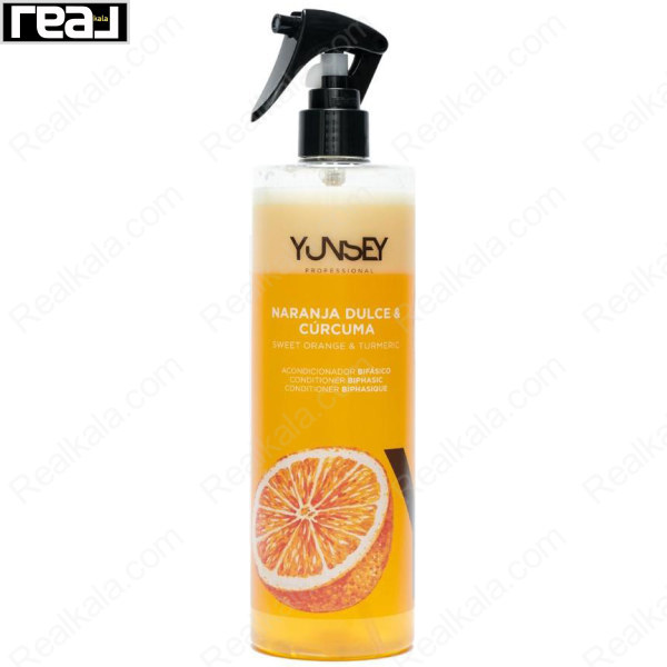 اسپری دو فاز مو یانسی Sweet Orange & Turmeric با تغذیه، نرمی و درخشندگی همه انواع مو