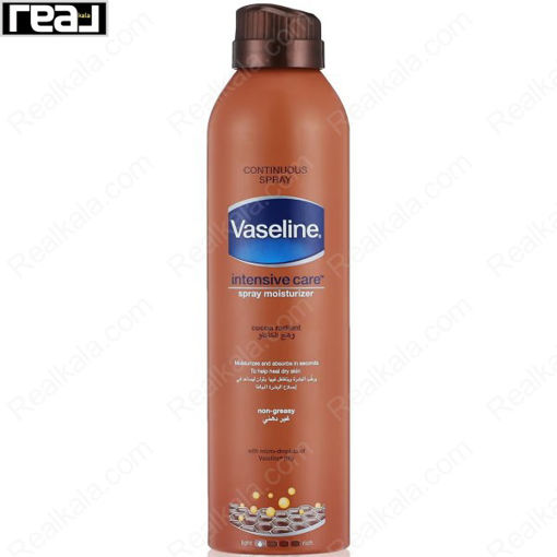 اسپری مرطوب‌ کننده و درخشان کننده وازلین حاوی عصاره کاکائو Vaseline Intensive Care Spray Moisturizer Cocoa Radiant