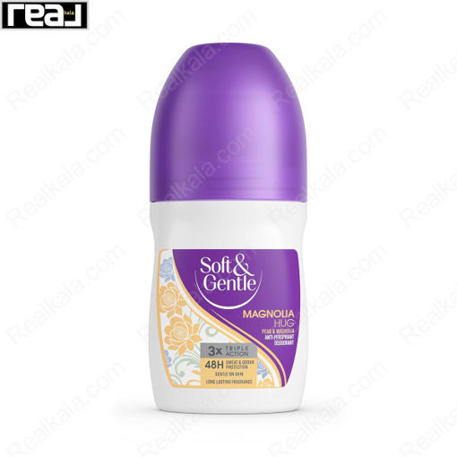 رول ضد تعریق (مام) زنانه سافت اند جنتل سه‌ گانه رایحه مگنولیا هاگ Soft & Gentle Roll On Triple Action Magnolia Hug 50ml