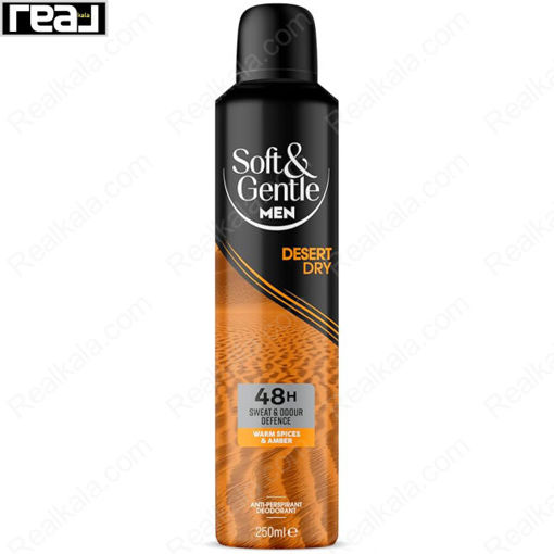 اسپری ضد تعریق مردانه سافت اند جنتل سه‌ گانه مدل کویر خشک Soft & Gentle Triple Action Desert Dry Spray 250ml