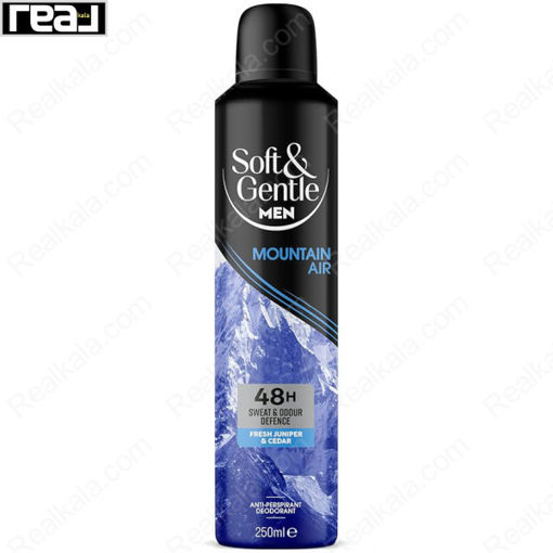 اسپری ضد تعریق مردانه سافت اند جنتل سه‌ گانه رایحه هوای کوهستانی Soft & Gentle Triple Action Mountain Air Spray 250ml