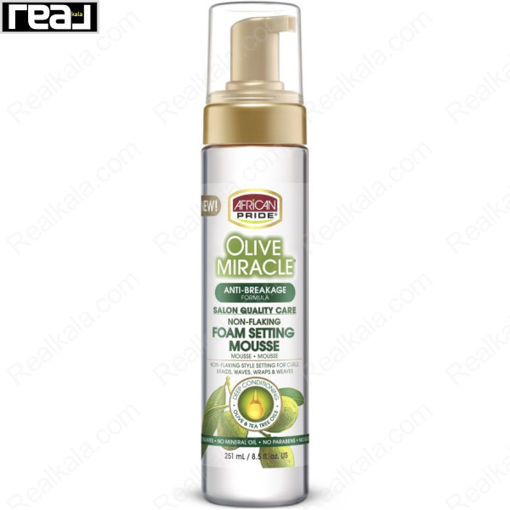 موس مو ضد شکستگی آفریکن پراید عصاره زیتون و درخت چای African Pride Anti Breakage Foam Setting Mousse