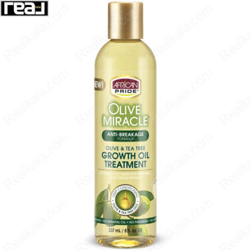 نمای جلوی روغن تقویت‌کننده رشد مو آفریکن پراید Olive & Tea Tree Growth Oil Treatment با فرمول ضدشکنندگی