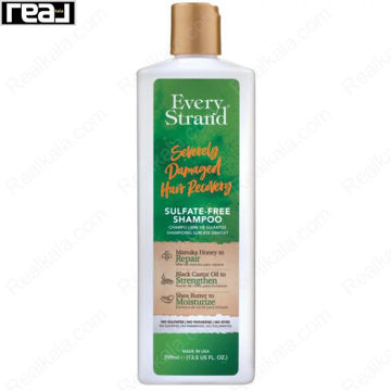 شامپو Every Strand Severely Damaged Hair Recovery Sulfate‑Free Shampoo حاوی عسل مانوکا، روغن کرچک سیاه و شی باتر برای ترمیم و آبرسانی موهای بسیار آسیب‌دیده حجم 399 میلی‌لیتر